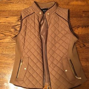Camel quilted vest